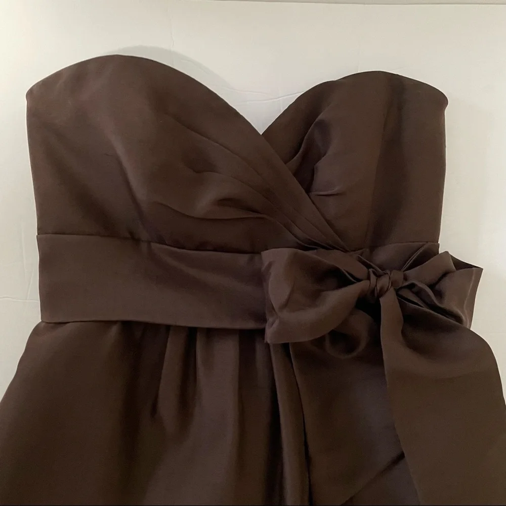 Jenny Yoo Brown Silk Shantung Strapless Dress Size 0‎